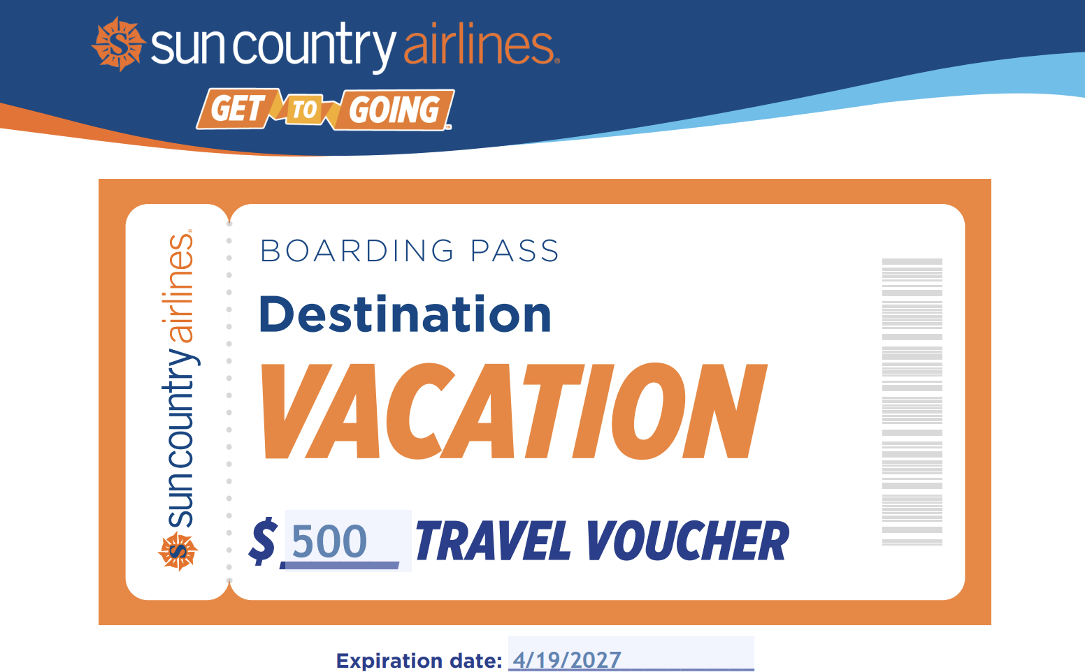 Sun Country Airlines $500 Travel Voucher